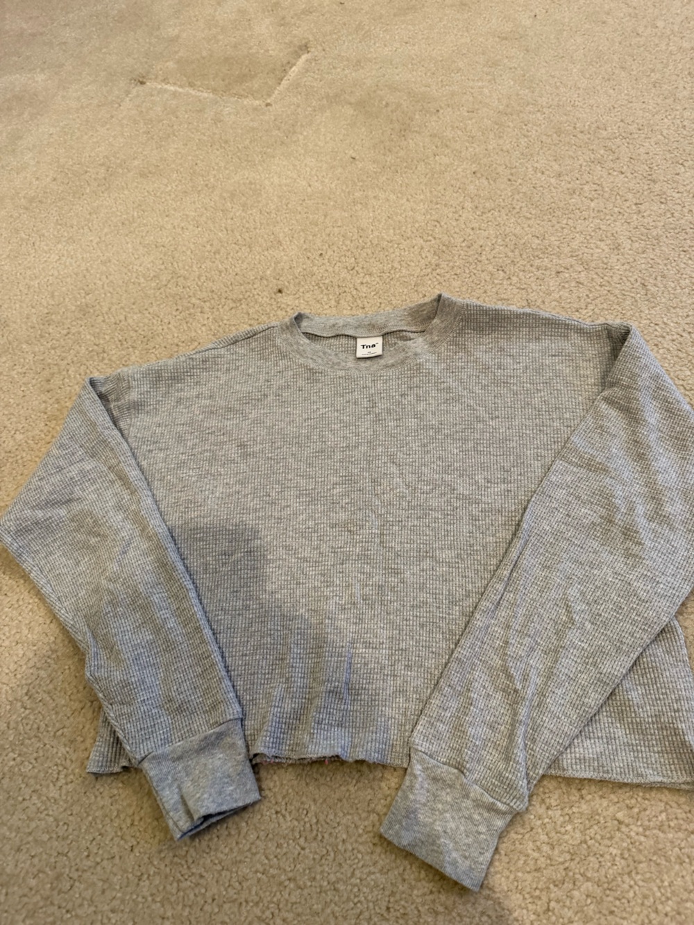 TNA Light Gray Waffle Thermal Top
